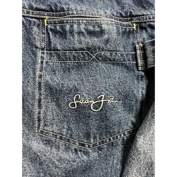 Vintage 90s Sean John Carpenter Denim Jacket Size XL Big Heavy Embroidered Rare. - Picture 3 of 14